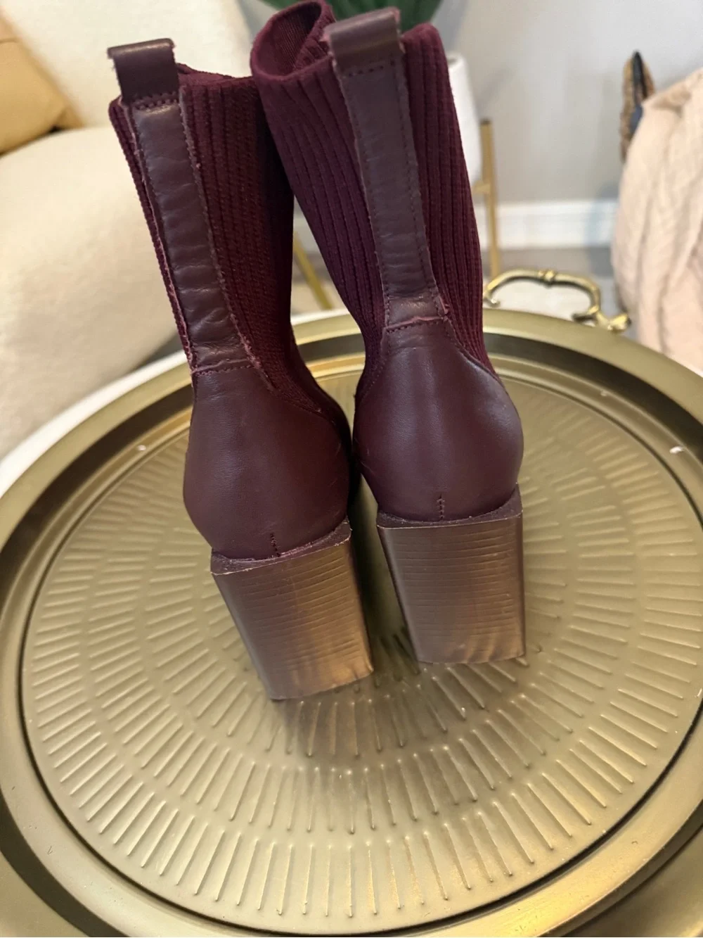 Steve Madden Burgundy knit Sock Ankle Booties